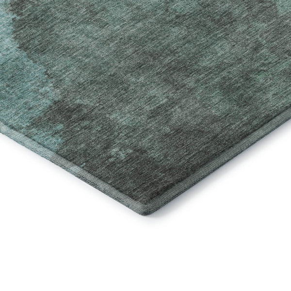 HomeRoots 8' X 10' Teal and Charcoal Abstract Washable Area Rug – Modern, Durable, UV-Protected for Busy Homes 710080