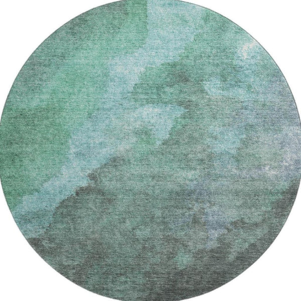 HomeRoots 8' X 10' Teal and Charcoal Abstract Washable Area Rug – Modern, Durable, UV-Protected for Busy Homes 710080