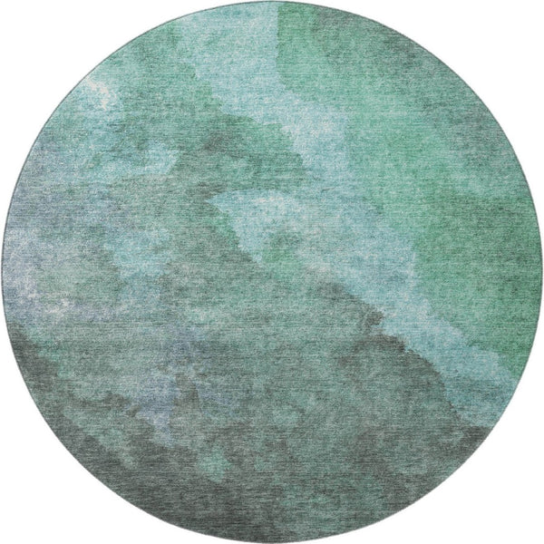 HomeRoots 8' X 10' Teal and Charcoal Abstract Washable Area Rug – Modern, Durable, UV-Protected for Busy Homes 710080