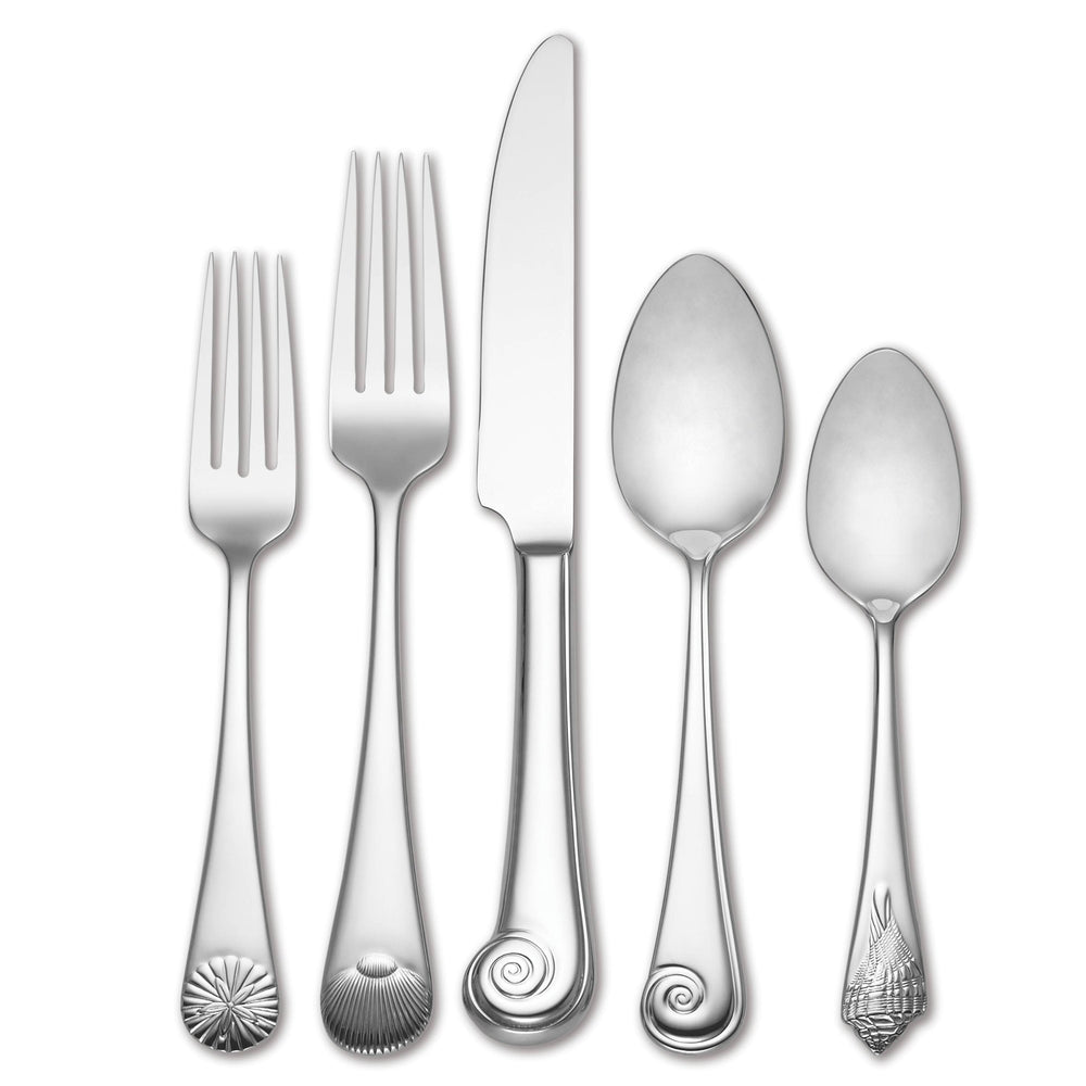 Lenox Sea Shell Motif Stainless Steel Flatware Set Coastal Beach House Dining Table 7100805