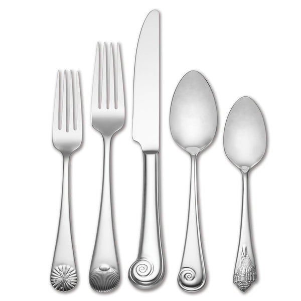 Lenox Sea Shell Motif Stainless Steel Flatware Set Coastal Beach House Dining Table 7100805
