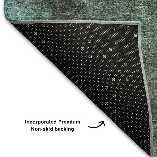 HomeRoots 9' X 12' Teal and Charcoal Abstract Area Rug – Stylish, Washable, UV Protected for High-Traffic Spaces 710081
