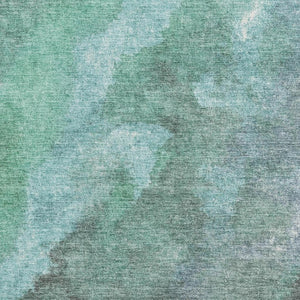 HomeRoots 9' X 12' Teal and Charcoal Abstract Area Rug – Stylish, Washable, UV Protected for High-Traffic Spaces 710081