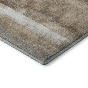 HomeRoots 5' X 8' Washable Area Rug - Modern Beige, Brown & Gray Abstract Design with UV Protection & Non-Slip Backing 710084