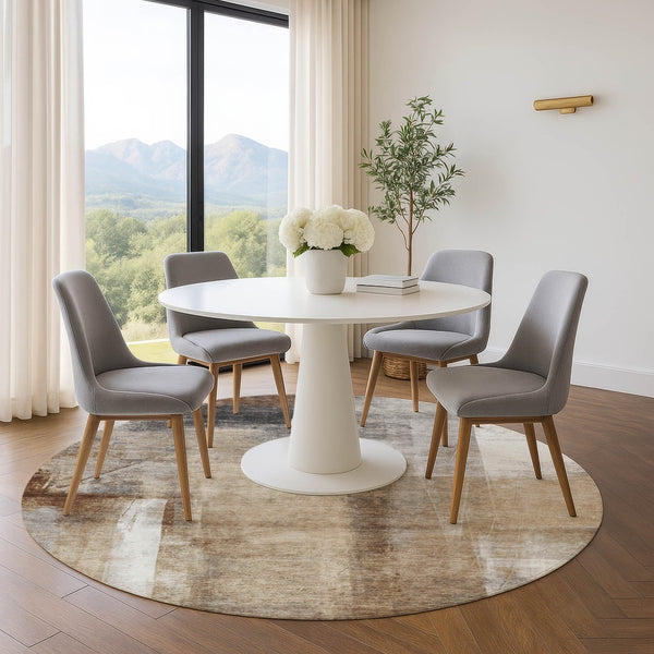 HomeRoots 8' X 10' Abstract Washable Area Rug in Beige, Brown & Gray - UV Protected for Style & Durability 710086