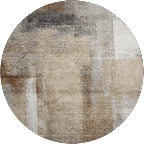 HomeRoots 8' X 10' Abstract Washable Area Rug in Beige, Brown & Gray - UV Protected for Style & Durability 710086