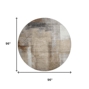 HomeRoots 8' X 10' Abstract Washable Area Rug in Beige, Brown & Gray - UV Protected for Style & Durability 710086