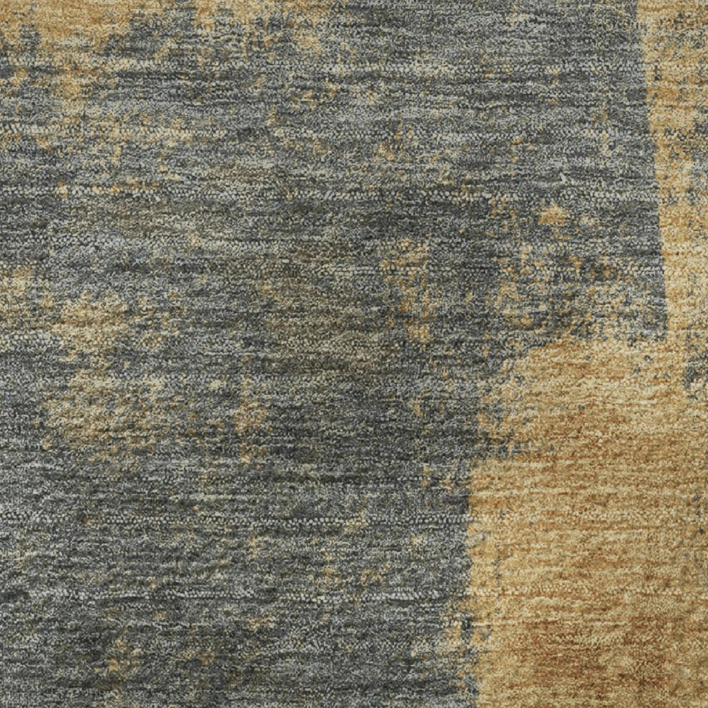 HomeRoots 8' Gold and Blue Abstract Washable Round Rug – UV Protected, Stain Resistant, Perfect for High-Traffic Areas 710091