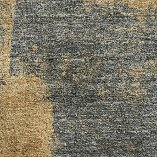 HomeRoots 8' Gold and Blue Abstract Washable Round Rug – UV Protected, Stain Resistant, Perfect for High-Traffic Areas 710091