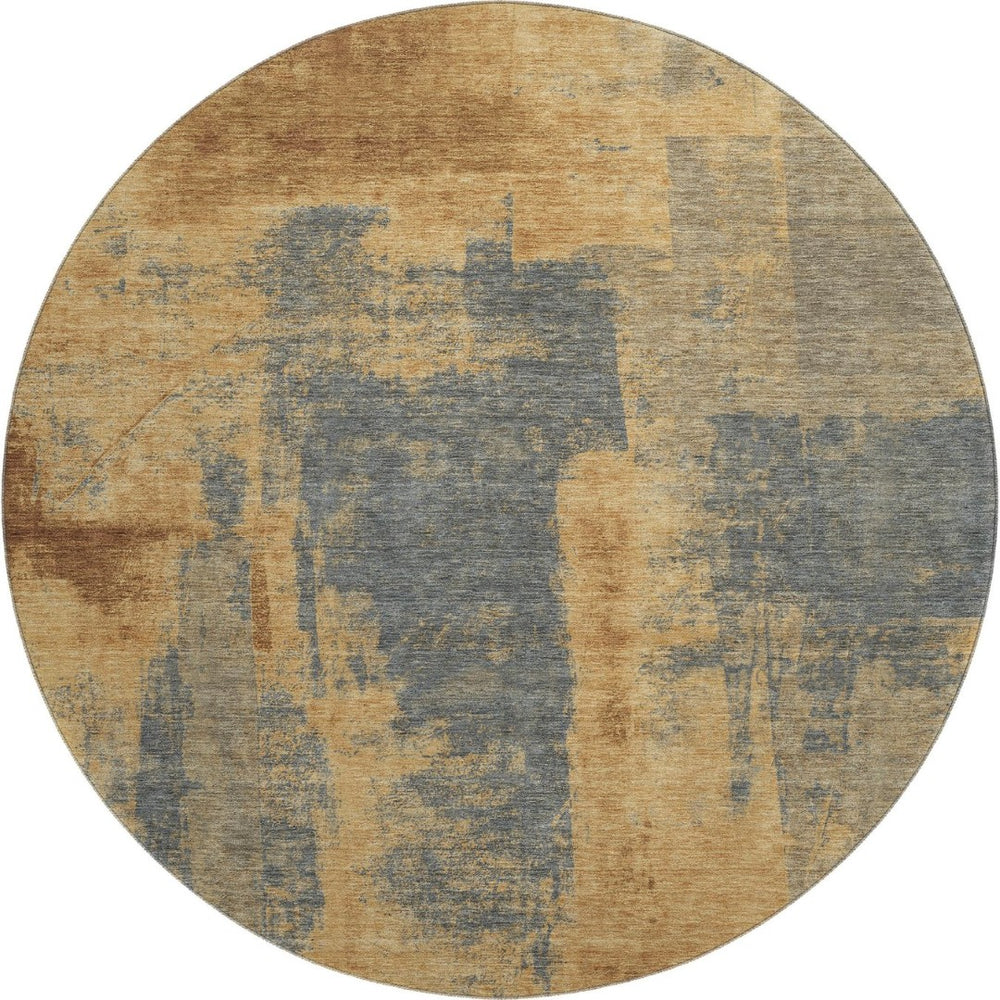 HomeRoots 8' X 10' Vibrant Gold and Blue Abstract Washable Area Rug with Stain Resistance and UV Protection 710092