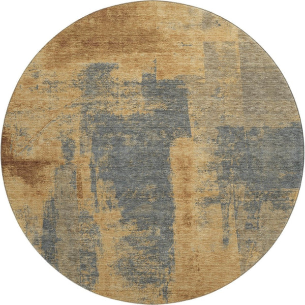 HomeRoots 8' X 10' Vibrant Gold and Blue Abstract Washable Area Rug with Stain Resistance and UV Protection 710092