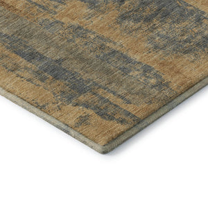 HomeRoots 9' X 12' Gold and Blue Abstract Area Rug - Washable, UV Protected, Durable for High-Traffic Spaces 710093