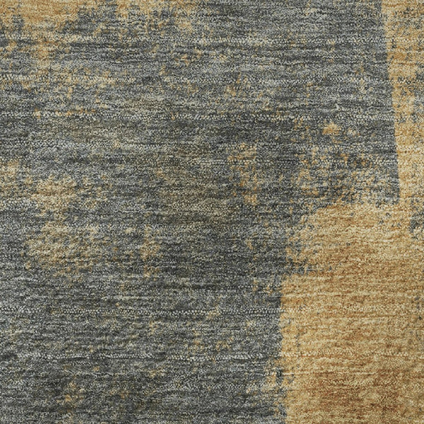 HomeRoots 9' X 12' Gold and Blue Abstract Area Rug - Washable, UV Protected, Durable for High-Traffic Spaces 710093