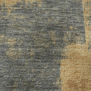 HomeRoots 10' X 14' Gold And Blue Abstract Area Rug - Washable, UV Protected, Stain Resistant for Modern Homes 710094