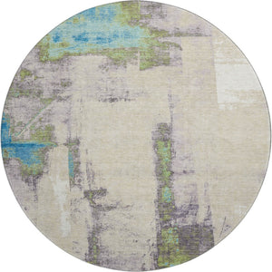 HomeRoots 8' X 10' Linen Green and Blue Abstract Washable Area Rug - UV Protected, Durable, Stylish Comfort 710098