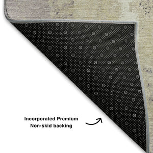 HomeRoots 8' X 10' Linen Green and Blue Abstract Washable Area Rug - UV Protected, Durable, Stylish Comfort 710098