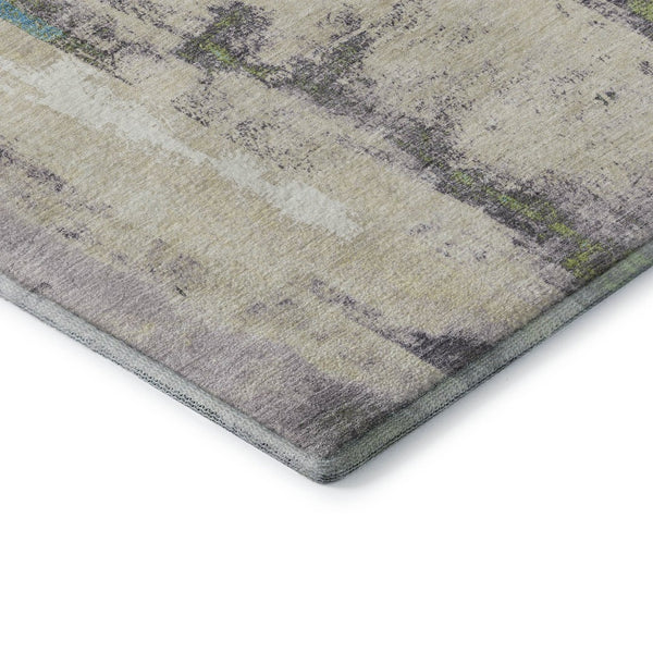 HomeRoots 8' X 10' Linen Green and Blue Abstract Washable Area Rug - UV Protected, Durable, Stylish Comfort 710098