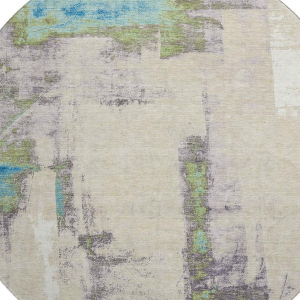 HomeRoots 8' X 10' Linen Green and Blue Abstract Washable Area Rug - UV Protected, Durable, Stylish Comfort 710098