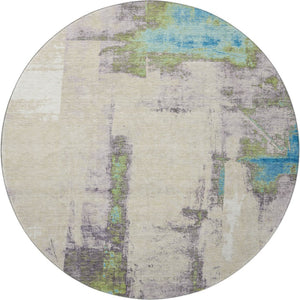 HomeRoots 8' X 10' Linen Green and Blue Abstract Washable Area Rug - UV Protected, Durable, Stylish Comfort 710098