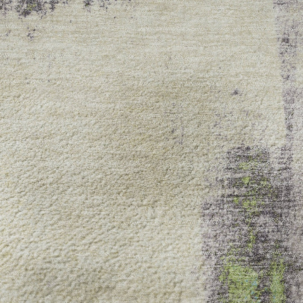 HomeRoots 10' X 14' Abstract Washable Area Rug in Linen Green and Blue with UV Protection for Busy Homes 710100