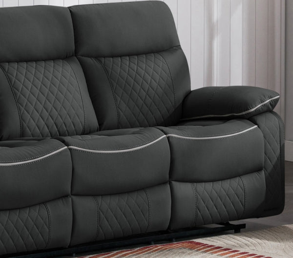 English Elm Sofa, Faux Leather Reclining Contemporary Low Profile for Living Room or Media Space B205P247376