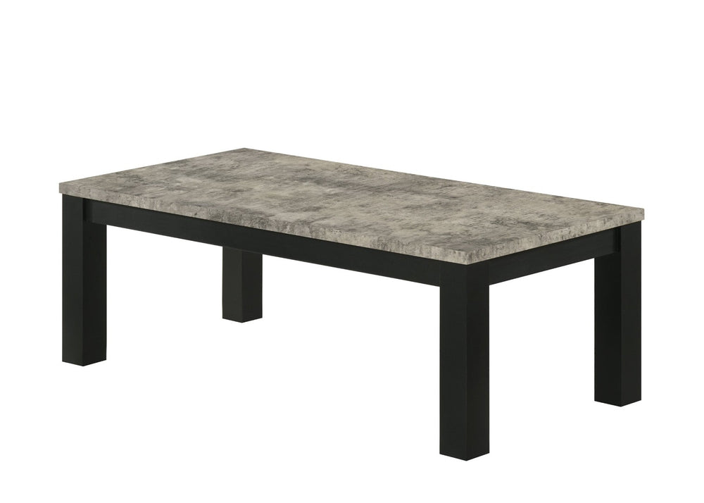 English Elm 3-piece Faux Concrete Wood Table Set with Matte Black Legs for Modern Living Rooms B011P482267