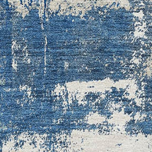 HomeRoots 5' Navy Blue & Ivory Abstract Washable Area Rug - Modern, Stain-Resistant, UV Protected for Homes 710102
