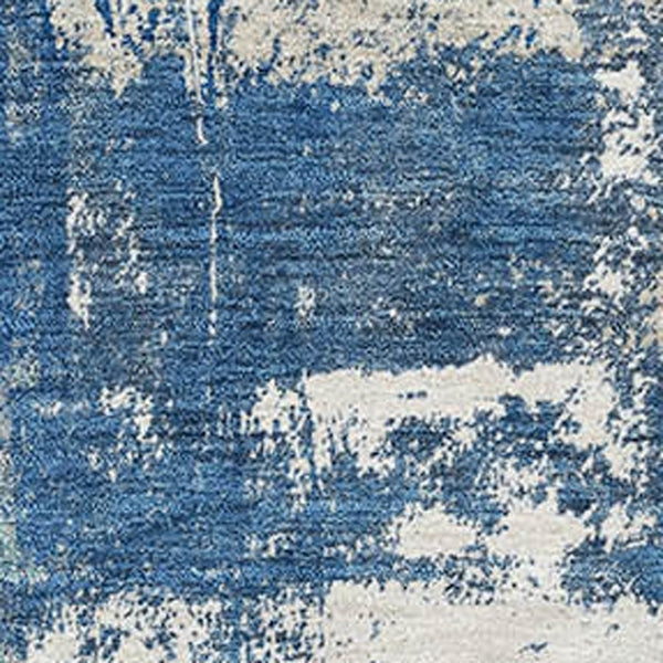 HomeRoots 9' X 12' Navy Blue & Ivory Abstract Washable Area Rug - Durable, UV-Protected & Easy to Clean! 710105