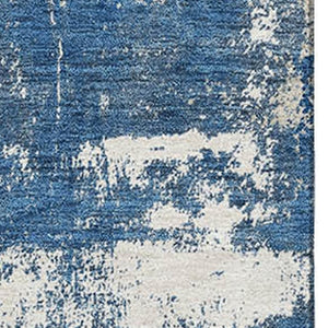 HomeRoots 10' X 14' Navy Blue & Ivory Abstract Washable Area Rug - UV Protected, Stain Resistant, Easy Care 710106