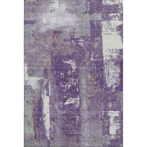 HomeRoots 8' Purple And Ivory Washable Round Rug - Durable, Stain Resistant, UV Protected for Modern Spaces 710109
