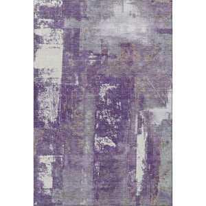 HomeRoots 8' Purple And Ivory Washable Round Rug - Durable, Stain Resistant, UV Protected for Modern Spaces 710109