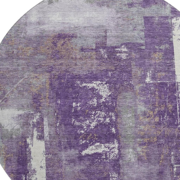 HomeRoots 8' X 10' Stylish Purple and Ivory Abstract Washable Area Rug - UV Protected, Stain Resistant & Easy Care 710110