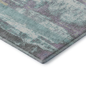 HomeRoots 9' X 12' Teal Ivory Purple Abstract Area Rug - Washable, UV Protected, Stain-Resistant Design for Homes 710117