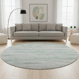 HomeRoots 8' X 10' Artichoke Green Abstract Washable Area Rug with UV Protection for Modern Homes & Families 710122