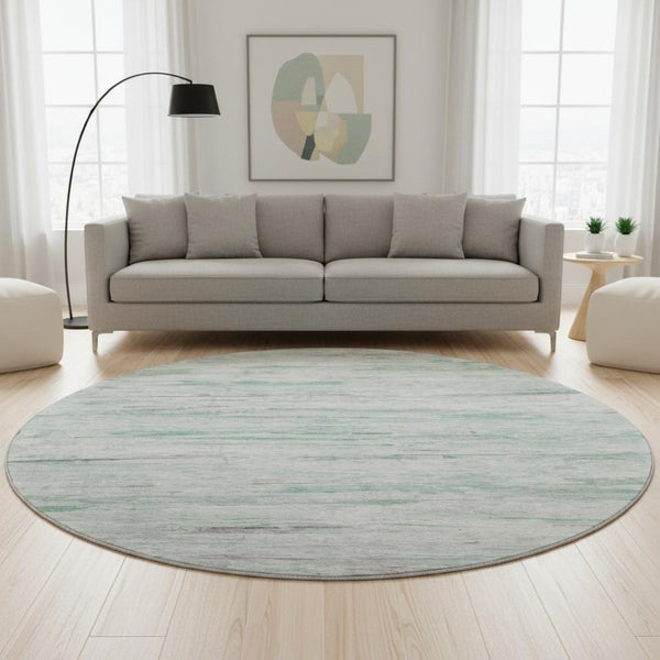 HomeRoots 8' X 10' Artichoke Green Abstract Washable Area Rug with UV Protection for Modern Homes & Families 710122