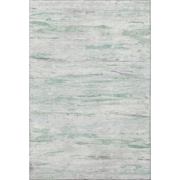 HomeRoots 9' X 12' Stylish Artichoke Green Abstract Washable Area Rug with UV Protection for Modern Homes 710123