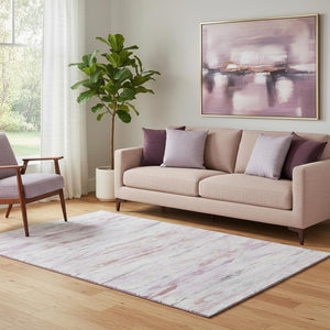 HomeRoots 8' Blush and Ivory Abstract Rug - Durable, Stain-Resistant, UV Protected Round Accent for Any Room 710127