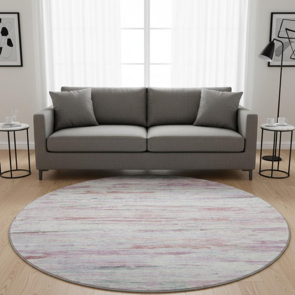 HomeRoots 8' X 10' Washable Blush and Ivory Abstract Area Rug with UV Protection for Modern Living Spaces 710128