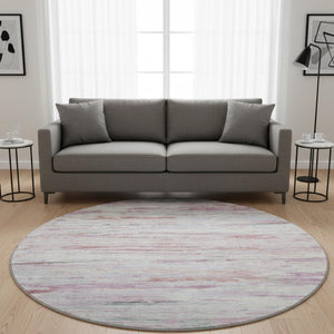 HomeRoots 8' X 10' Washable Blush and Ivory Abstract Area Rug with UV Protection for Modern Living Spaces 710128