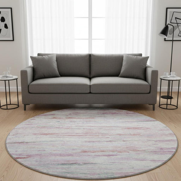 HomeRoots 8' X 10' Washable Blush and Ivory Abstract Area Rug with UV Protection for Modern Living Spaces 710128