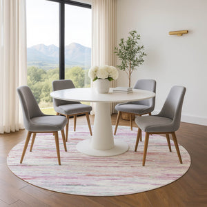 HomeRoots 8' X 10' Washable Blush and Ivory Abstract Area Rug with UV Protection for Modern Living Spaces 710128