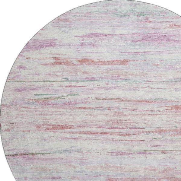 HomeRoots 8' X 10' Washable Blush and Ivory Abstract Area Rug with UV Protection for Modern Living Spaces 710128