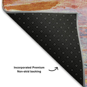 HomeRoots 5' X 8' Coral Yellow & Ivory Abstract Area Rug - Washable, UV-Protected, Stylish & Durable Design 710132