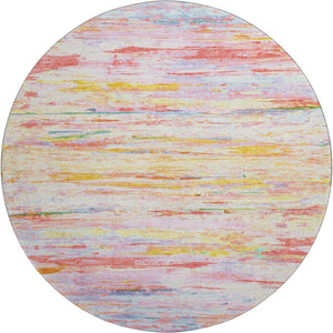 HomeRoots 8' X 10' Coral Yellow & Ivory Abstract Washable Area Rug - UV Protected, Stain Resistant & Durable 710134
