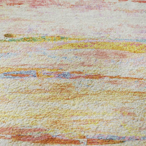 HomeRoots 8' X 10' Coral Yellow & Ivory Abstract Washable Area Rug - UV Protected, Stain Resistant & Durable 710134