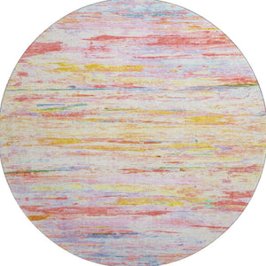 HomeRoots 8' X 10' Coral Yellow & Ivory Abstract Washable Area Rug - UV Protected, Stain Resistant & Durable 710134