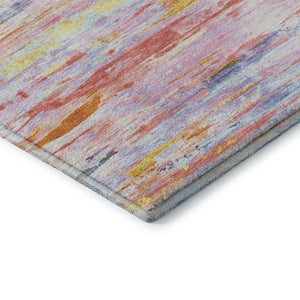 HomeRoots 9' X 12' Coral Yellow Ivory Abstract Area Rug - Durable, Washable, Stain Resistant with UV Protection 710135