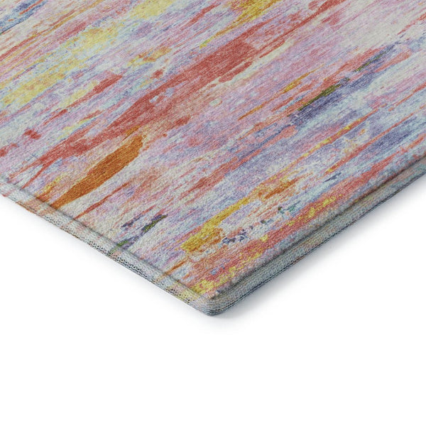 HomeRoots 9' X 12' Coral Yellow Ivory Abstract Area Rug - Durable, Washable, Stain Resistant with UV Protection 710135