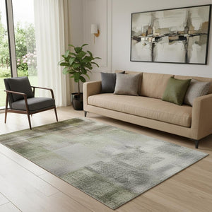 HomeRoots 8' Washable Ivory and Beige Abstract Round Rug with UV Protection for Stylish, Busy Homes 710139