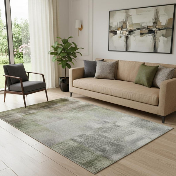 HomeRoots 8' Washable Ivory and Beige Abstract Round Rug with UV Protection for Stylish, Busy Homes 710139